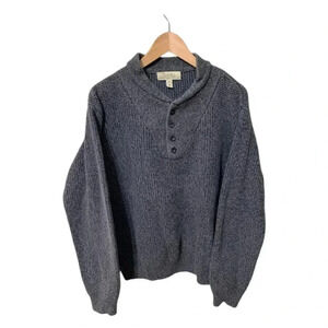 Cabelas Sweater Mens Gray Buttons Medium Knit Cotton Vintage Pullover Cozy